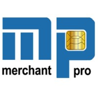 A merchant pro logo with a chip in the middle.