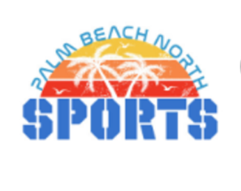A palm beach north sports logo with the sun setting behind it.